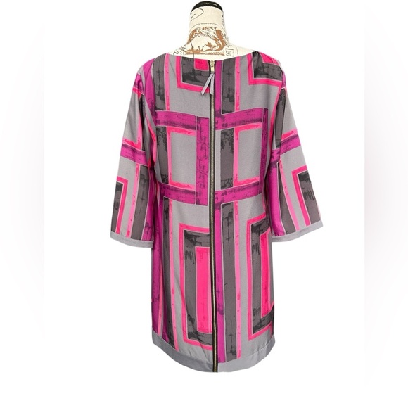 Eliza J Lined Midi Dress in Cool Colors with Sexy Zipper along the back size 6 - Picture 4 of 11